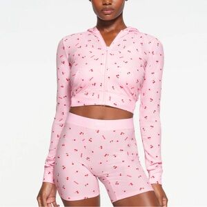 Skims Soft Lounge Zip up hoodie cherry blossom print